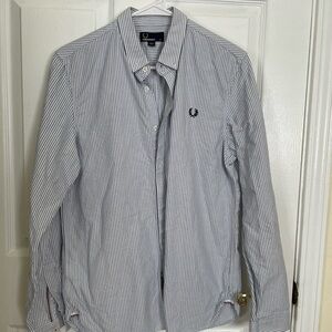 Fred Perry Blue and White Striped Shirt